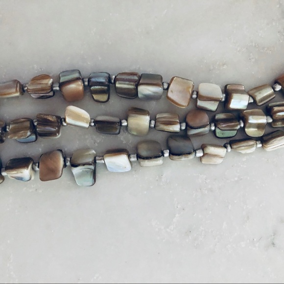 Turquoise Stone Statement Necklace Triple Strand - Picture 3 of 7